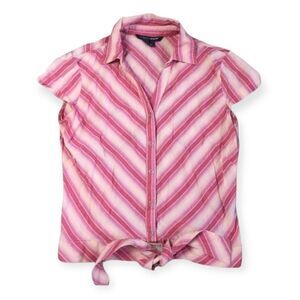 French Cuff SZ M pink striped top